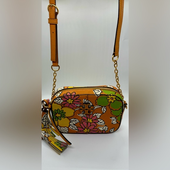 Tory Burch McGraw Sun/Multicolor Floral-Print Pattern Leather Crossbody Bag - Picture 9 of 9